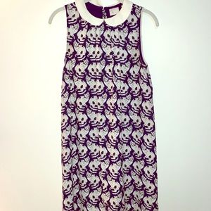 Anthropologie Cat-Print Collared Shift Dress XS